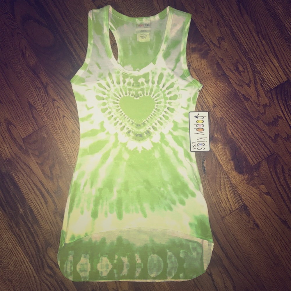 Tie dyed green/white girls Razorback hi/low dress